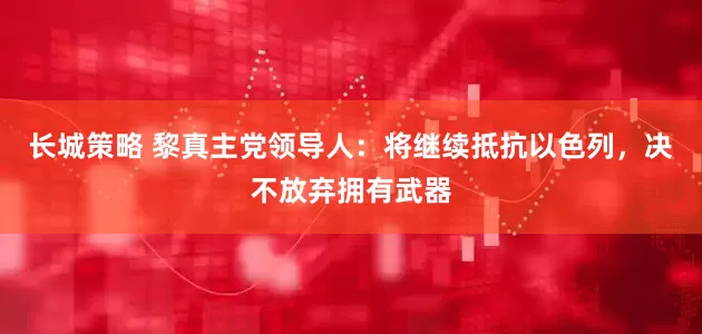 长城策略 黎真主党领导人：将继续抵抗以色列，决不放弃拥有武器